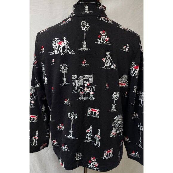 Koret Womens Large Black Full  Zip Coffee Shop City Scape Travel Paris Jacket - Picture 8 of 10